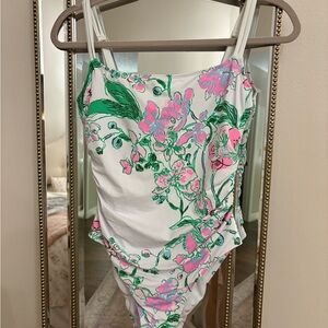 Lilly Pulitzer Pink and Green Floral  One Piece